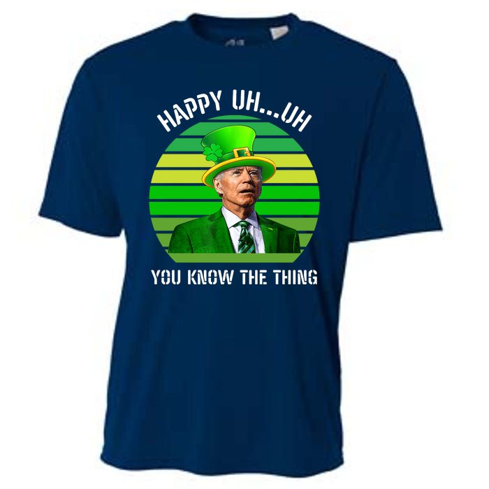 Happy Uh You Know The Thing Joe Biden Clover St Patricks Day Cooling Performance Crew T-Shirt