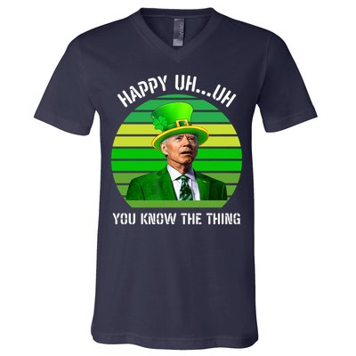 Happy Uh You Know The Thing Joe Biden Clover St Patricks Day V-Neck T-Shirt