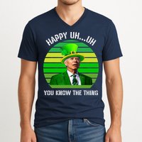Happy Uh You Know The Thing Joe Biden Clover St Patricks Day V-Neck T-Shirt