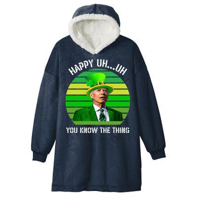 Happy Uh You Know The Thing Joe Biden Clover St Patricks Day Hooded Wearable Blanket