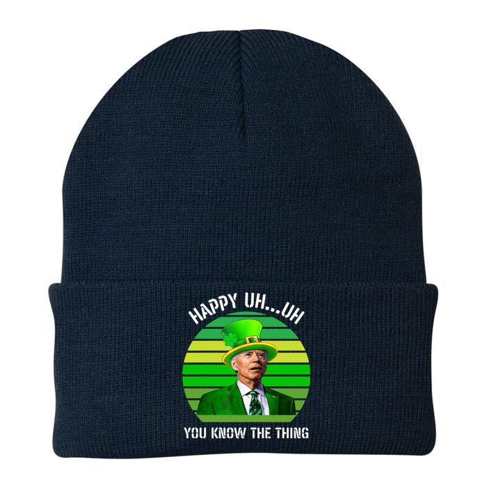 Happy Uh You Know The Thing Joe Biden Clover St Patricks Day Knit Cap Winter Beanie