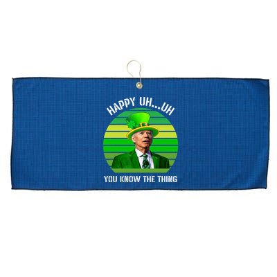 Happy Uh You Know The Thing Joe Biden Clover St Patricks Day Large Microfiber Waffle Golf Towel