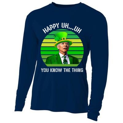 Happy Uh You Know The Thing Joe Biden Clover St Patricks Day Cooling Performance Long Sleeve Crew