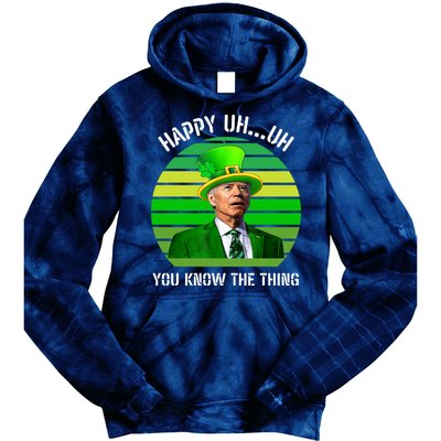 Happy Uh You Know The Thing Joe Biden Clover St Patricks Day Tie Dye Hoodie