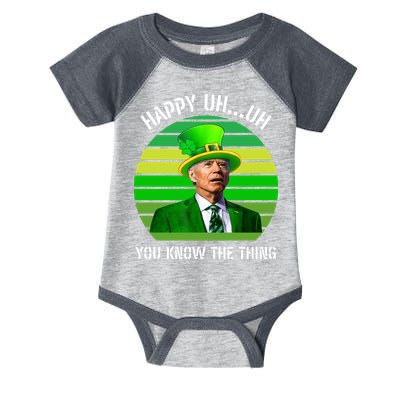 Happy Uh You Know The Thing Joe Biden Clover St Patricks Day Infant Baby Jersey Bodysuit
