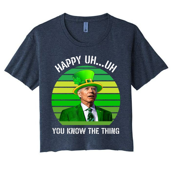 Happy Uh You Know The Thing Joe Biden Clover St Patricks Day Crop Top
