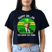Happy Uh You Know The Thing Joe Biden Clover St Patricks Day Crop Top