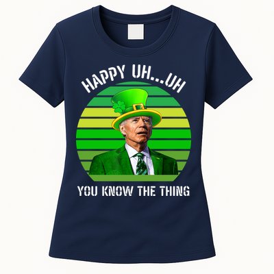 Happy Uh You Know The Thing Joe Biden Clover St Patricks Day Womens T-Shirt