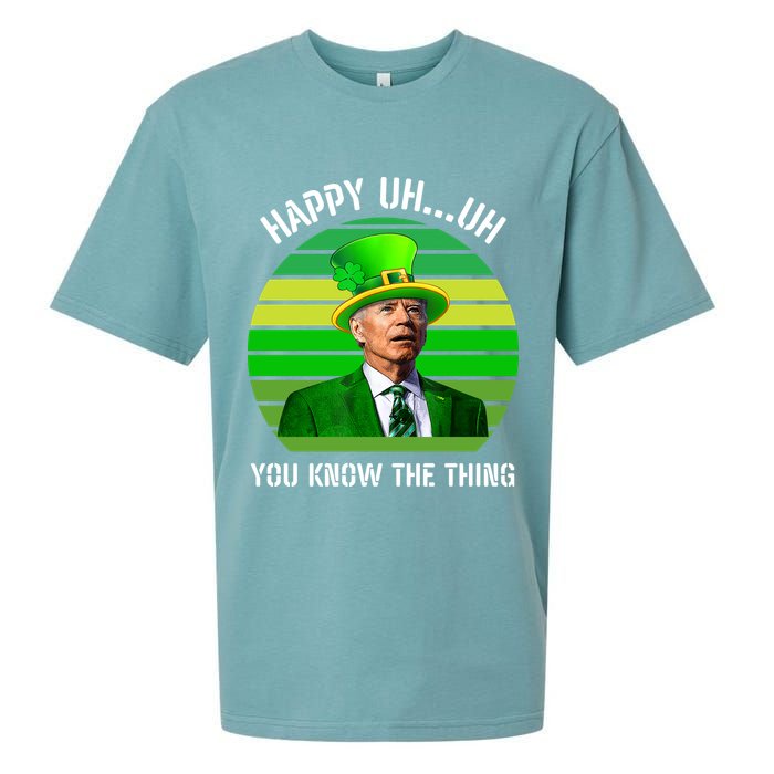 Happy Uh You Know The Thing Joe Biden Clover St Patricks Day Sueded Cloud Jersey T-Shirt