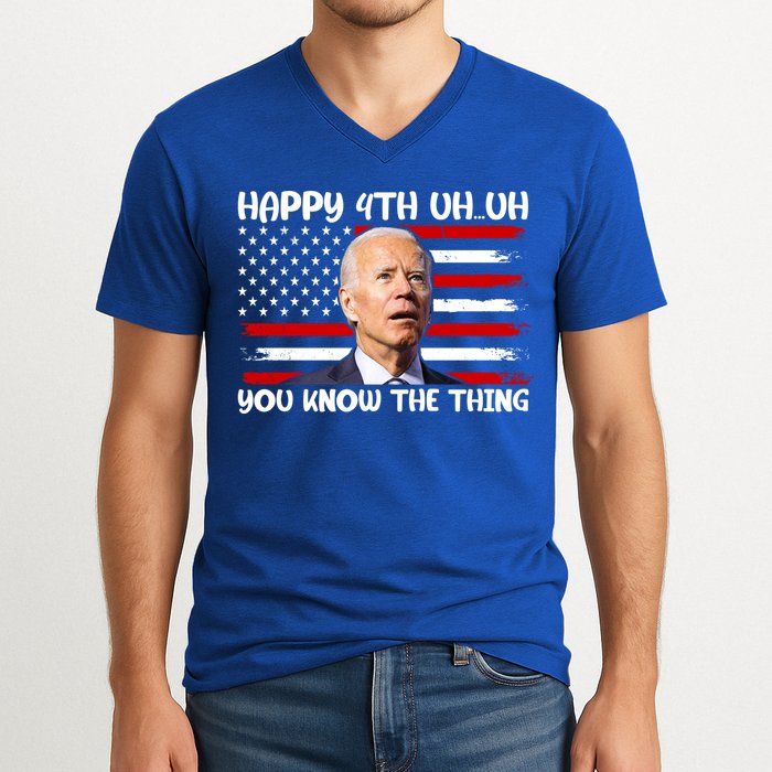 Happy Uh You Know The Thing Funny Joe Biden 4th Of July V-Neck T-Shirt