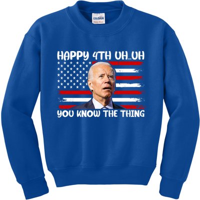 Happy Uh You Know The Thing Funny Joe Biden 4th Of July Kids Sweatshirt