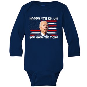 Happy Uh You Know The Thing Funny Joe Biden 4th Of July Baby Long Sleeve Bodysuit