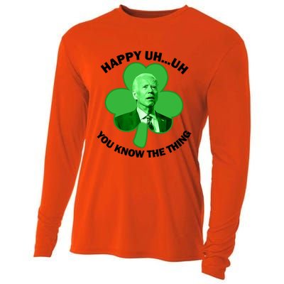 Happy Uh You Know The Thing Joe Biden Clover St Patricks Day Gift Cooling Performance Long Sleeve Crew