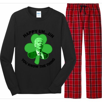 Happy Uh You Know The Thing Joe Biden Clover St Patricks Day Gift Long Sleeve Pajama Set