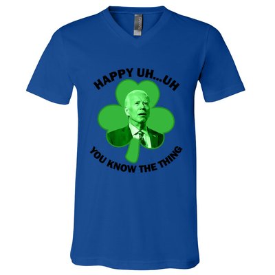 Happy Uh You Know The Thing Joe Biden Clover St Patricks Day Gift V-Neck T-Shirt