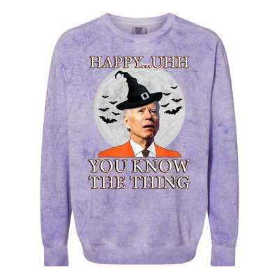 Happy Uhh You Know The Thing Funny Joe Biden Dazed Halloween Colorblast Crewneck Sweatshirt