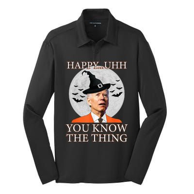 Happy Uhh You Know The Thing Funny Joe Biden Dazed Halloween Silk Touch Performance Long Sleeve Polo