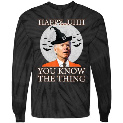 Happy Uhh You Know The Thing Funny Joe Biden Dazed Halloween Tie-Dye Long Sleeve Shirt