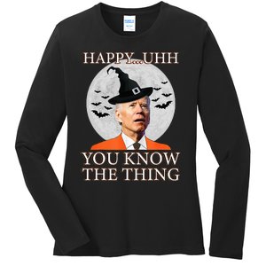 Happy Uhh You Know The Thing Funny Joe Biden Dazed Halloween Ladies Long Sleeve Shirt