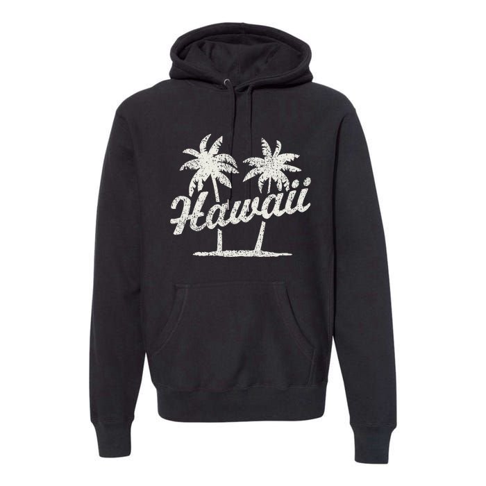 Hawaii Vintage 70s Palm Trees Graphic Premium Hoodie