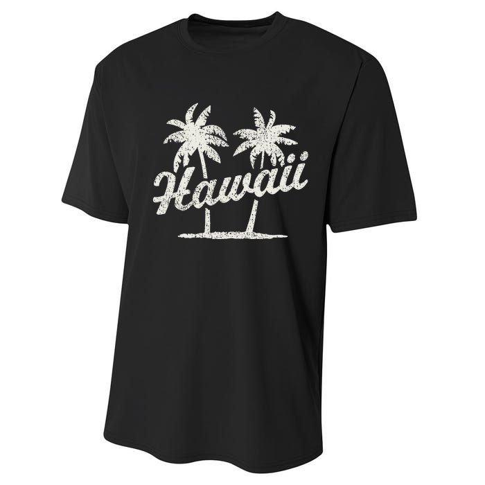 Hawaii Vintage 70s Palm Trees Graphic Performance Sprint T-Shirt