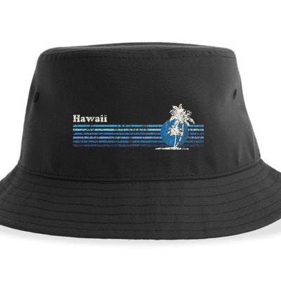 Hawaiian Vintage 80s Palm Trees Sunset Sustainable Bucket Hat
