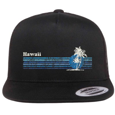 Hawaiian Vintage 80s Palm Trees Sunset Flatbill Hat