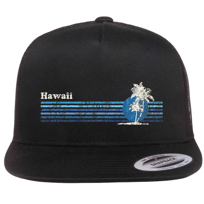 Hawaiian Vintage 80s Palm Trees Sunset Flatbill Hat