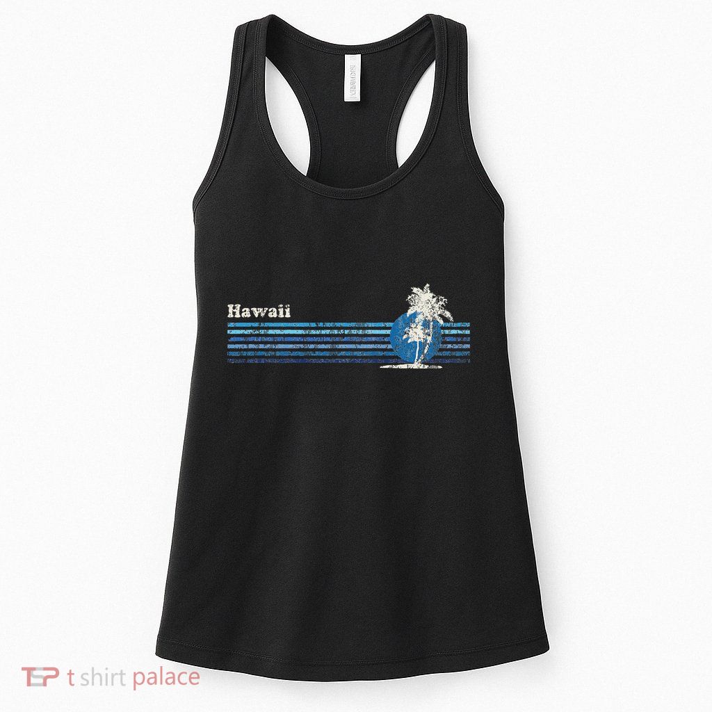 Hawaiian Vintage 80s Palm Trees Sunset Womens Tank Top