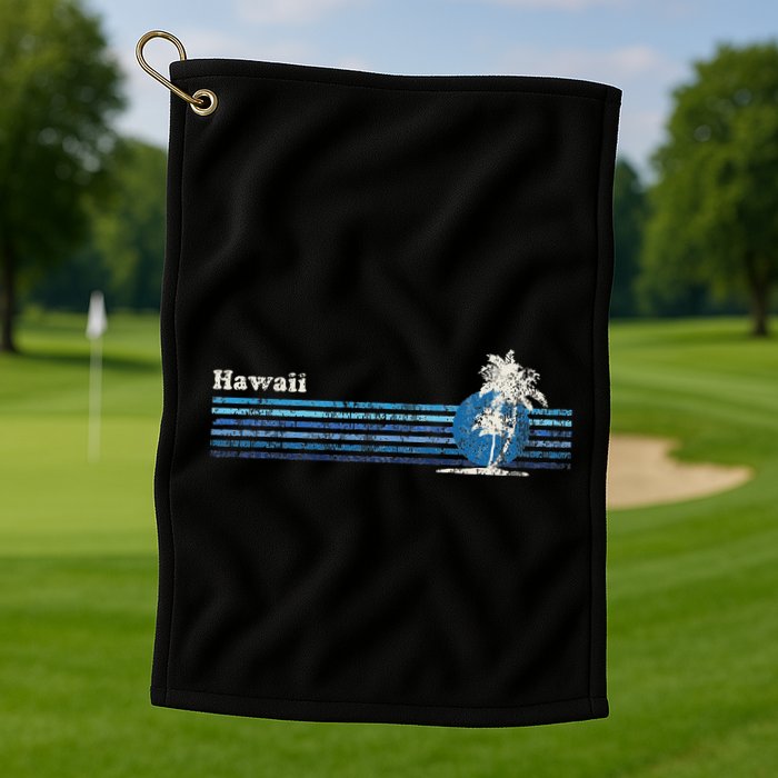 Hawaiian Vintage 80s Palm Trees Sunset Golf Towel