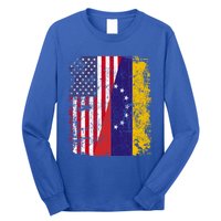 Half Venezuelan American Flags Venezuela Usa Vintage Cute Gift Long Sleeve Shirt