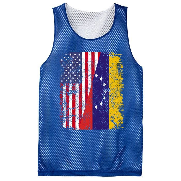 Half Venezuelan American Flags Venezuela Usa Vintage Cute Gift Mesh Reversible Basketball Jersey Tank