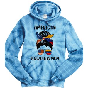 Half Venezuelan American Mom Messy Bun Flag Mothers Day Tie Dye Hoodie