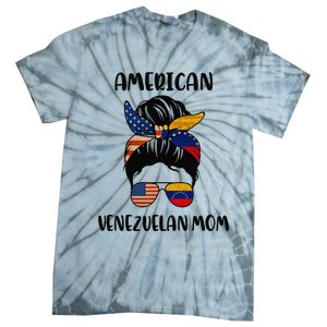 Half Venezuelan American Mom Messy Bun Flag Mothers Day Tie-Dye T-Shirt