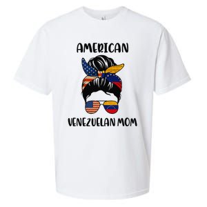 Half Venezuelan American Mom Messy Bun Flag Mothers Day Sueded Cloud Jersey T-Shirt