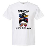 Half Venezuelan American Mom Messy Bun Flag Mothers Day Garment-Dyed Heavyweight T-Shirt