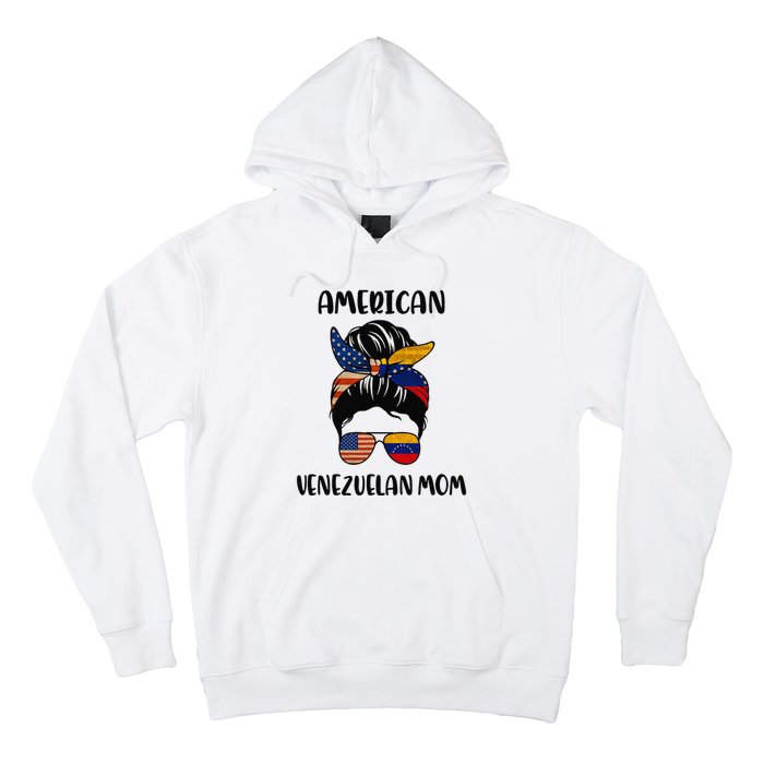 Half Venezuelan American Mom Messy Bun Flag Mothers Day Hoodie