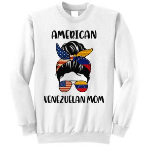 Half Venezuelan American Mom Messy Bun Flag Mothers Day Sweatshirt