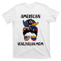 Half Venezuelan American Mom Messy Bun Flag Mothers Day T-Shirt