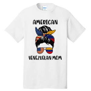 Half Venezuelan American Mom Messy Bun Flag Mothers Day Tall T-Shirt