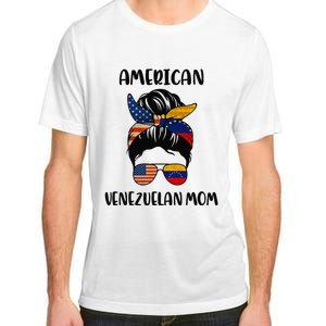 Half Venezuelan American Mom Messy Bun Flag Mothers Day Adult ChromaSoft Performance T-Shirt