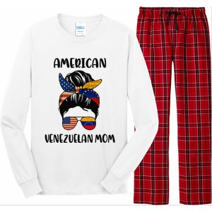 Half Venezuelan American Mom Messy Bun Flag Mothers Day Long Sleeve Pajama Set