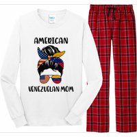 Half Venezuelan American Mom Messy Bun Flag Mothers Day Long Sleeve Pajama Set