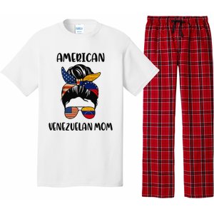 Half Venezuelan American Mom Messy Bun Flag Mothers Day Pajama Set