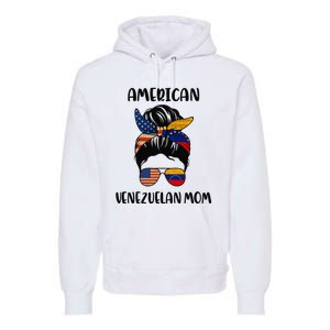 Half Venezuelan American Mom Messy Bun Flag Mothers Day Premium Hoodie