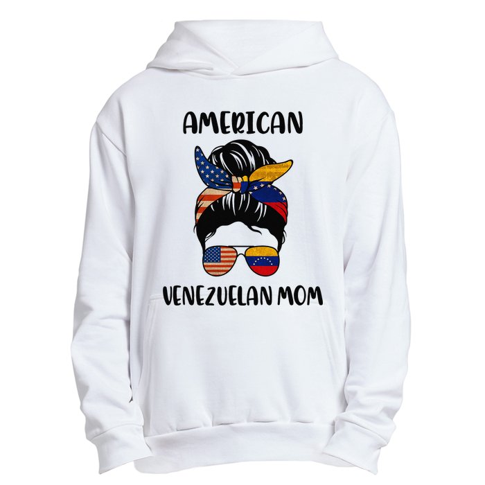 Half Venezuelan American Mom Messy Bun Flag Mothers Day Urban Pullover Hoodie