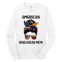 Half Venezuelan American Mom Messy Bun Flag Mothers Day Tall Long Sleeve T-Shirt