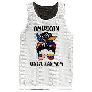 Half Venezuelan American Mom Messy Bun Flag Mothers Day Mesh Reversible Basketball Jersey Tank