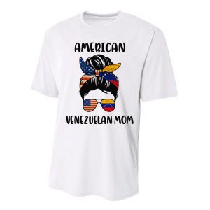 Half Venezuelan American Mom Messy Bun Flag Mothers Day Performance Sprint T-Shirt