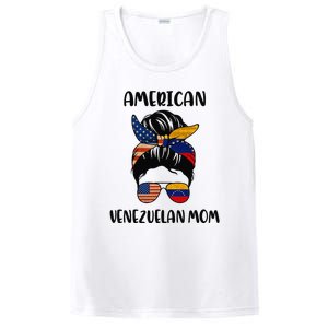 Half Venezuelan American Mom Messy Bun Flag Mothers Day PosiCharge Competitor Tank